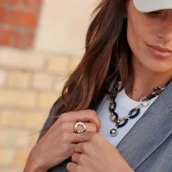 AGATHA FR Bague Large INES - Argenté -Anneau Soldes 02220312 050 52 M2