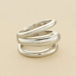 AGATHA FR Bague Large TRIJONC - Argenté