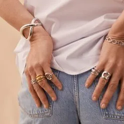 AGATHA FR Bague Large TRIJONC - Argenté -Anneau Soldes 02220352 050 52 M2