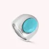 AGATHA FR Bague Large ALOHA - Turquoise / Argenté -Anneau Soldes 02220478 650 52 01