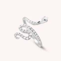 AGATHA FR Bague Large SNAKY - Cristal / Argenté