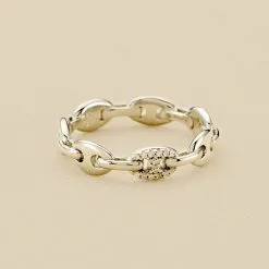 AGATHA FR Bague Fine ETREINTE - Cristal / Argenté