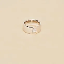 AGATHA FR Bague Large JADE - Cristal / Argenté