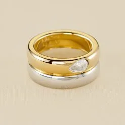 AGATHA FR Bague Large DUA - Argenté / Doré