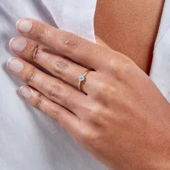 AGATHA FR Bague Fine BELOVED - Turquoise / Doré -Anneau Soldes 02240467 731 52 M1