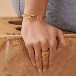 AGATHA FR Bague Large MINUIT - Doré -Anneau Soldes 02280033 157 52 M2