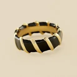 AGATHA FR Bague Fine SESHA - Noir / Doré