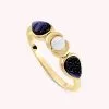 AGATHA FR Bague Fine CREPUSCULE - Bleu / Doré -Anneau Soldes 02280040 109 52 01