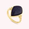 AGATHA FR Bague Fine CREPUSCULE - Bleu / Doré -Anneau Soldes 02280241 109 52 01