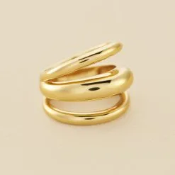 AGATHA FR Bague Large TRIJONC - Doré