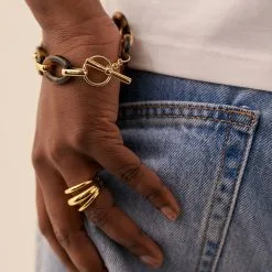 AGATHA FR Bague Large TRIJONC - Doré -Anneau Soldes 02290003 157 52 M2