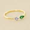 AGATHA FR Bague Fine ASTRE - Vert / Doré -Anneau Soldes 02290024 658 52 01
