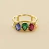 AGATHA FR Bague Large ASTRE - Multicolore / Doré -Anneau Soldes 02290026 256 52 01