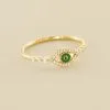 AGATHA FR Bague Fine LUCKY EYE - Vert / Doré -Anneau Soldes 02290027 658 52 01