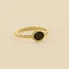 AGATHA FR Bague Fine ATMA - Onyx/ Vert -Anneau Soldes 02290030 513 52 01