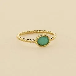 AGATHA FR Bague Fine ATMA - Amazonite/ Jaune