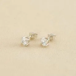 AGATHA FR Boucles D'oreilles Puces SOL - Cristal / Argenté