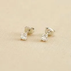 AGATHA FR Boucles D'oreilles Puces SOL - Cristal / Argenté