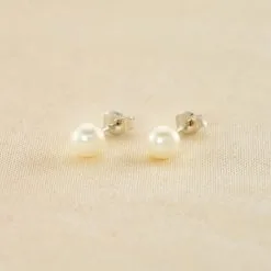 AGATHA FR Boucles D'oreilles Puces PERL - Perle / Argenté