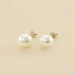 AGATHA FR Boucles D'oreilles Puces PERL - Perle / Argenté