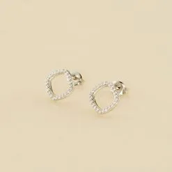 AGATHA FR Boucles D'oreilles Puces SISSI - Cristal / Argenté