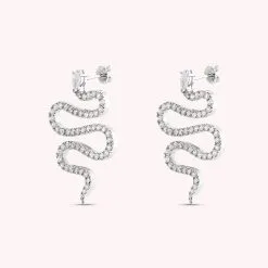 AGATHA FR Boucles D'oreilles Pendantes SNAKY - Cristal / Argenté
