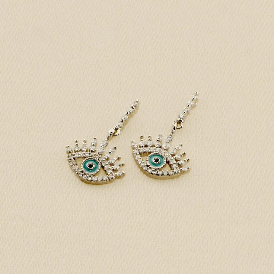 AGATHA FR Boucles D'oreilles Pendantes LUCKY EYE - Turquoise / Argenté 3 AGATHA FR Boucles D'oreilles Pendantes LUCKY EYE - Turquoise / Argenté