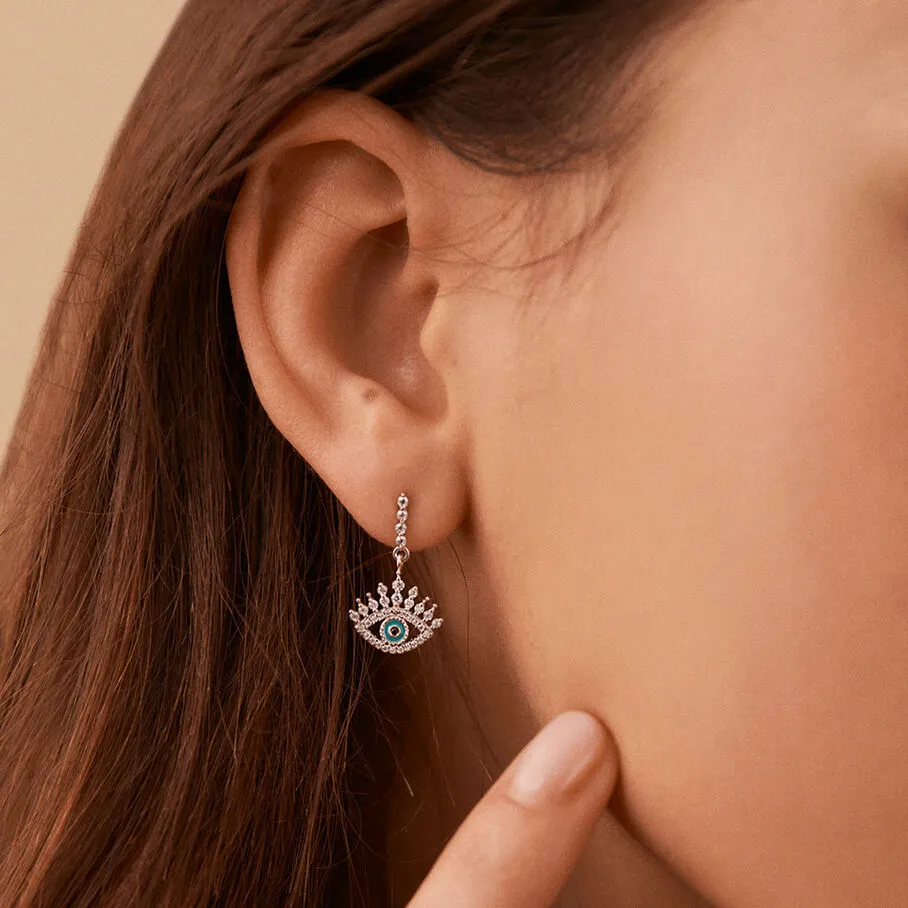 AGATHA FR Boucles D'oreilles Pendantes LUCKY EYE - Turquoise / Argenté 4 AGATHA FR Boucles D'oreilles Pendantes LUCKY EYE - Turquoise / Argenté – Image 2