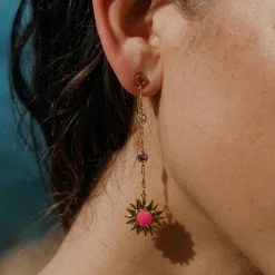 AGATHA FR Boucles D'oreilles Pendantes RODEO - Multicolore / Doré -Anneau Soldes 02380431 256 TU M2