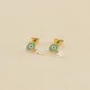 AGATHA FR Boucles D'oreilles Puces CYCLADES - Turquoise / Doré -Anneau Soldes 02381225 731 TU 01