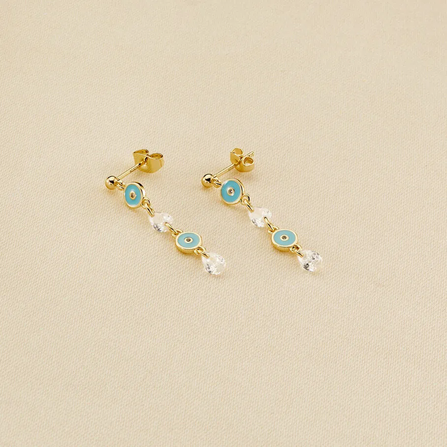 AGATHA FR Boucles D'oreilles Pendantes CYCLADES - Turquoise / Doré 3 AGATHA FR Boucles D'oreilles Pendantes CYCLADES - Turquoise / Doré