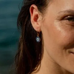 AGATHA FR Boucles D'oreilles Pendantes CYCLADES - Bleu / Doré -Anneau Soldes 02381228 109 TU M2