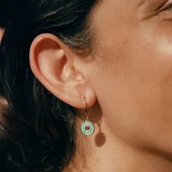 AGATHA FR Boucles D'oreilles Pendantes CYCLADES - Turquoise / Doré -Anneau Soldes 02381228 731 TU M2