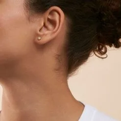 AGATHA FR Boucles D'oreilles Puces BRILLANT - Cristal / Doré -Anneau Soldes 02390113 137 TU M1