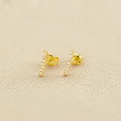 AGATHA FR Boucles D'oreilles Puces BARSHINE - Cristal / Doré