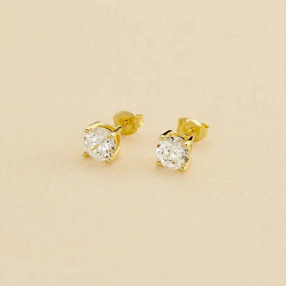 AGATHA FR Boucles D'oreilles Puces SOL - Cristal / Doré 3 AGATHA FR Boucles D'oreilles Puces SOL - Cristal / Doré