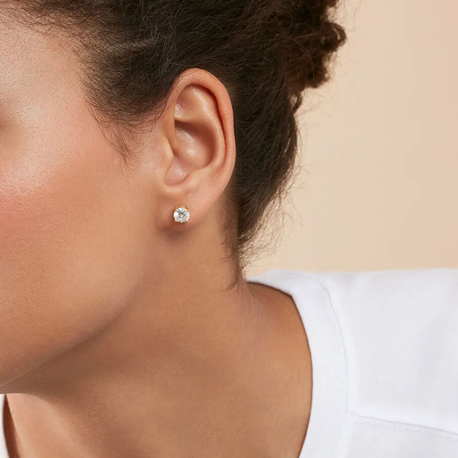 AGATHA FR Boucles D'oreilles Puces SOL - Cristal / Doré 4 AGATHA FR Boucles D'oreilles Puces SOL - Cristal / Doré – Image 2