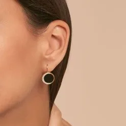 AGATHA FR Boucles D'oreilles Pendantes MOONONYX - Onyx -Anneau Soldes 02390264 276 TU M1