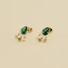 AGATHA FR Boucles D'oreilles Pendantes ASTRE - Vert / Doré -Anneau Soldes 02390786 658 TU 01