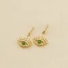 AGATHA FR Boucles D'oreilles Pendantes LUCKY EYE - Vert / Doré -Anneau Soldes 02390791 658 TU 01