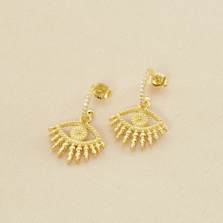 AGATHA FR Créoles LUCKY EYE - Vert / Doré 4 AGATHA FR Créoles LUCKY EYE - Vert / Doré – Image 2