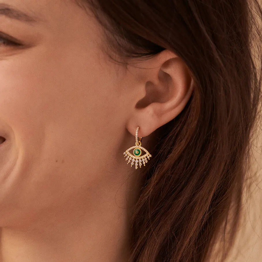 AGATHA FR Créoles LUCKY EYE - Vert / Doré 5 AGATHA FR Créoles LUCKY EYE - Vert / Doré – Image 3