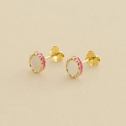 AGATHA FR Boucles D'oreilles Puces ATMA - Nacre /rose