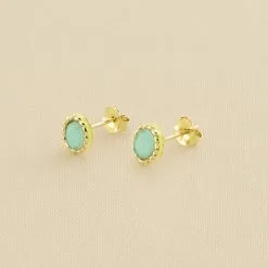 AGATHA FR Boucles D'oreilles Puces ATMA - Amazonite/ Jaune