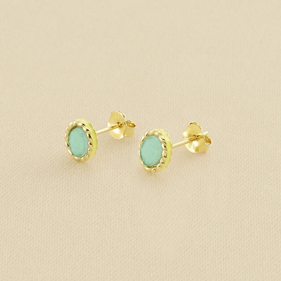 AGATHA FR Boucles D'oreilles Puces ATMA - Amazonite/ Jaune 3 AGATHA FR Boucles D'oreilles Puces ATMA - Amazonite/ Jaune