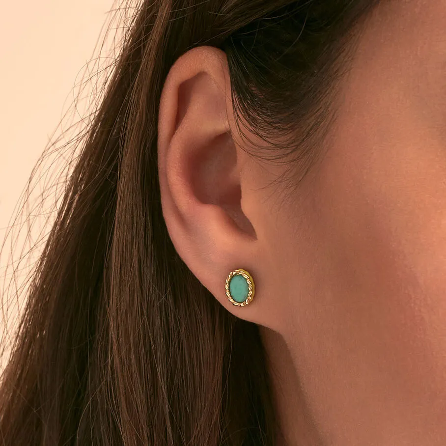 AGATHA FR Boucles D'oreilles Puces ATMA - Amazonite/ Jaune 4 AGATHA FR Boucles D'oreilles Puces ATMA - Amazonite/ Jaune – Image 2