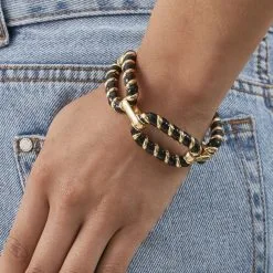 AGATHA FR Bracelet Souple SESHA - Noir / Doré -Anneau Soldes 02451152 270 TU M2