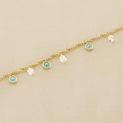 AGATHA FR Bracelet Souple CYCLADES - Turquoise / Doré