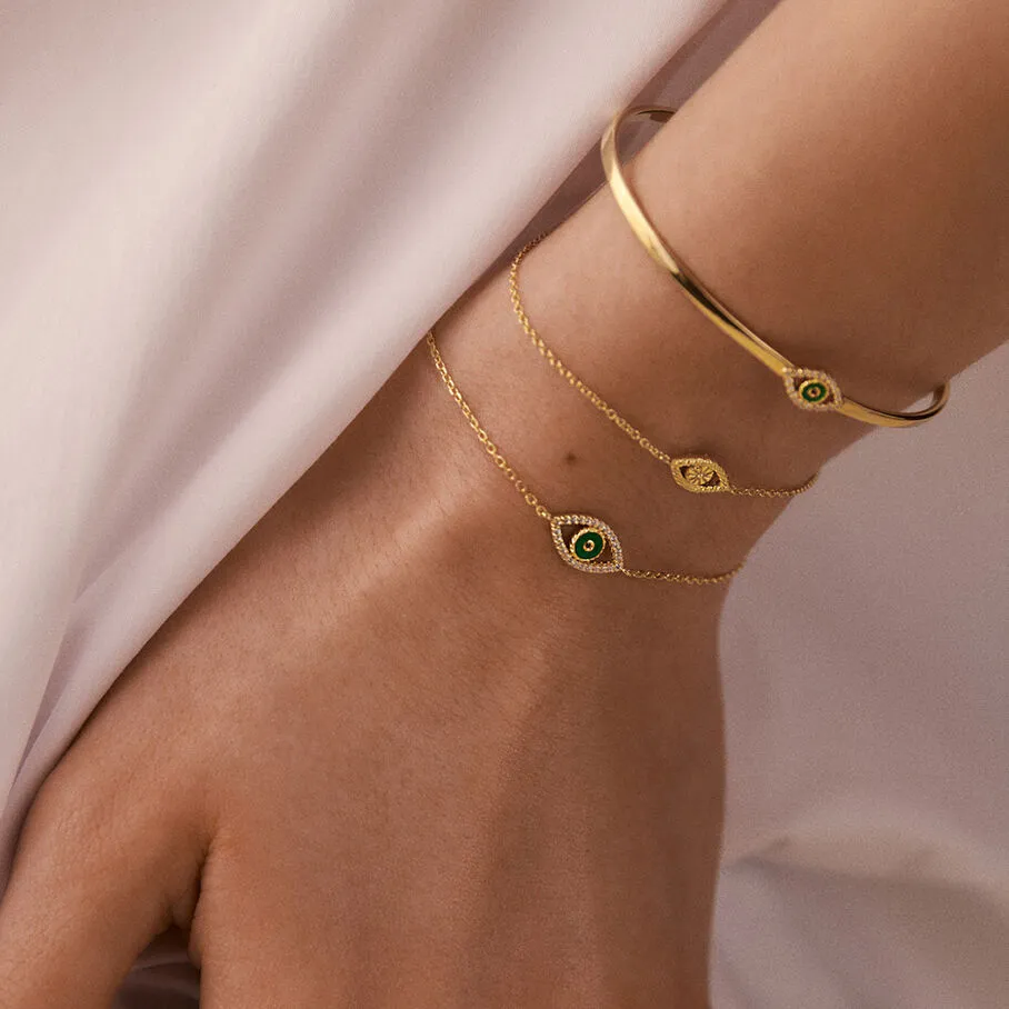 AGATHA FR Bracelet Souple LUCKY EYE - Vert / Doré 6 AGATHA FR Bracelet Souple LUCKY EYE - Vert / Doré – Image 4