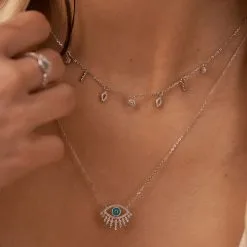 AGATHA FR Collier Mi-long LUCKY EYE - Turquoise / Argenté 7 AGATHA FR Collier Mi-long LUCKY EYE - Turquoise / Argenté -Anneau Soldes 02623703 650 TU M2